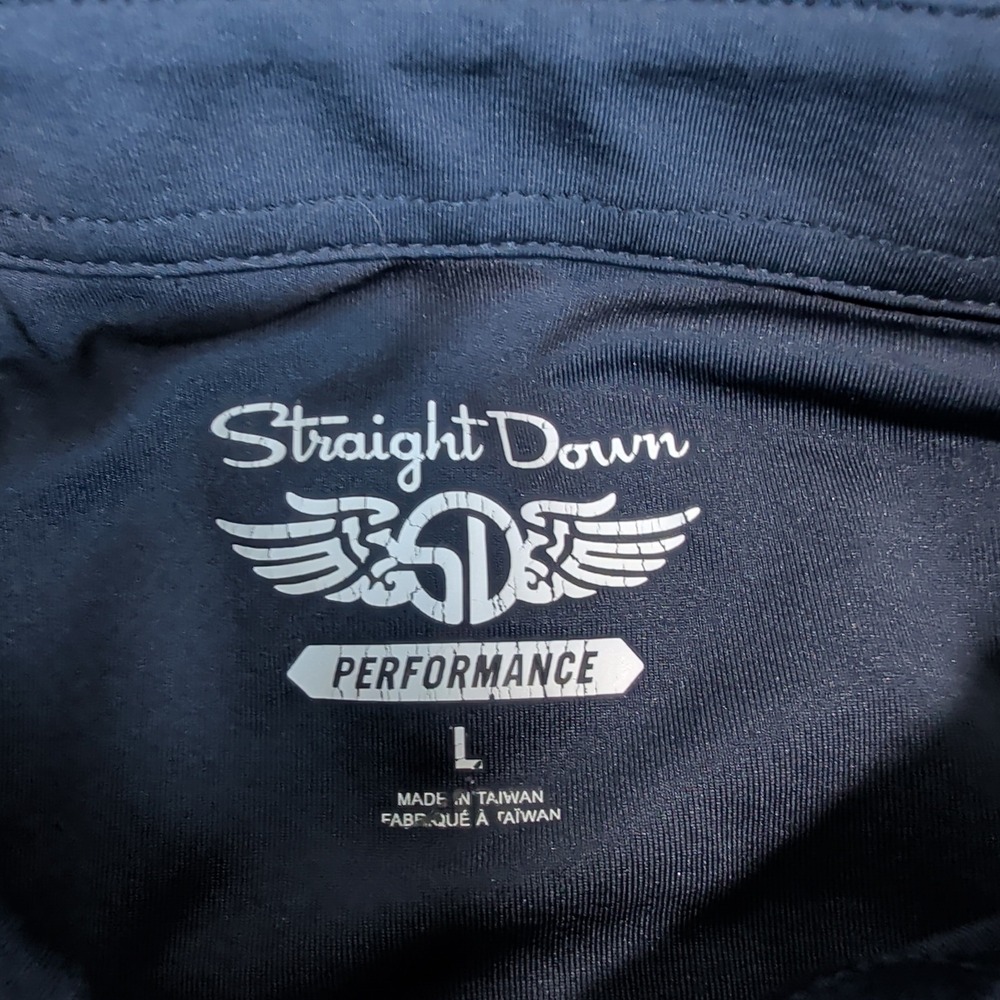 Straight Down Performance Golf Polo Men LG Navy Blue Polyester Spandex Stretch - Picture 5 of 10